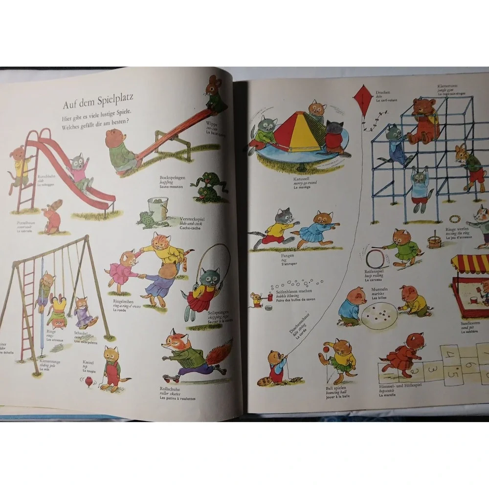 1975 RICHARD SCARRY DICTIONARY (English,‎ German,French) Worterbuch Vtg Rare